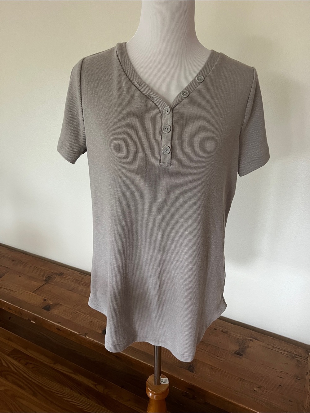 Duluth Trading women’s Maker Studio cotton Rib Short Sleeve Henley Top size L